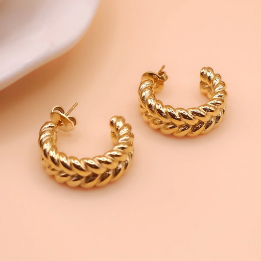 Vintage Braided C-Shape Earrings