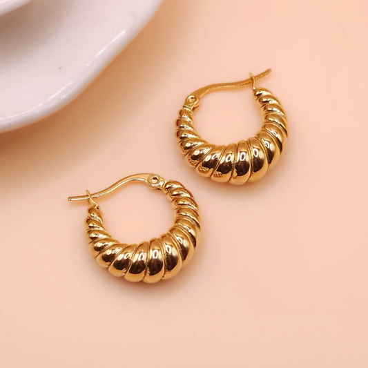 Golden Croissant Hoop Earrings