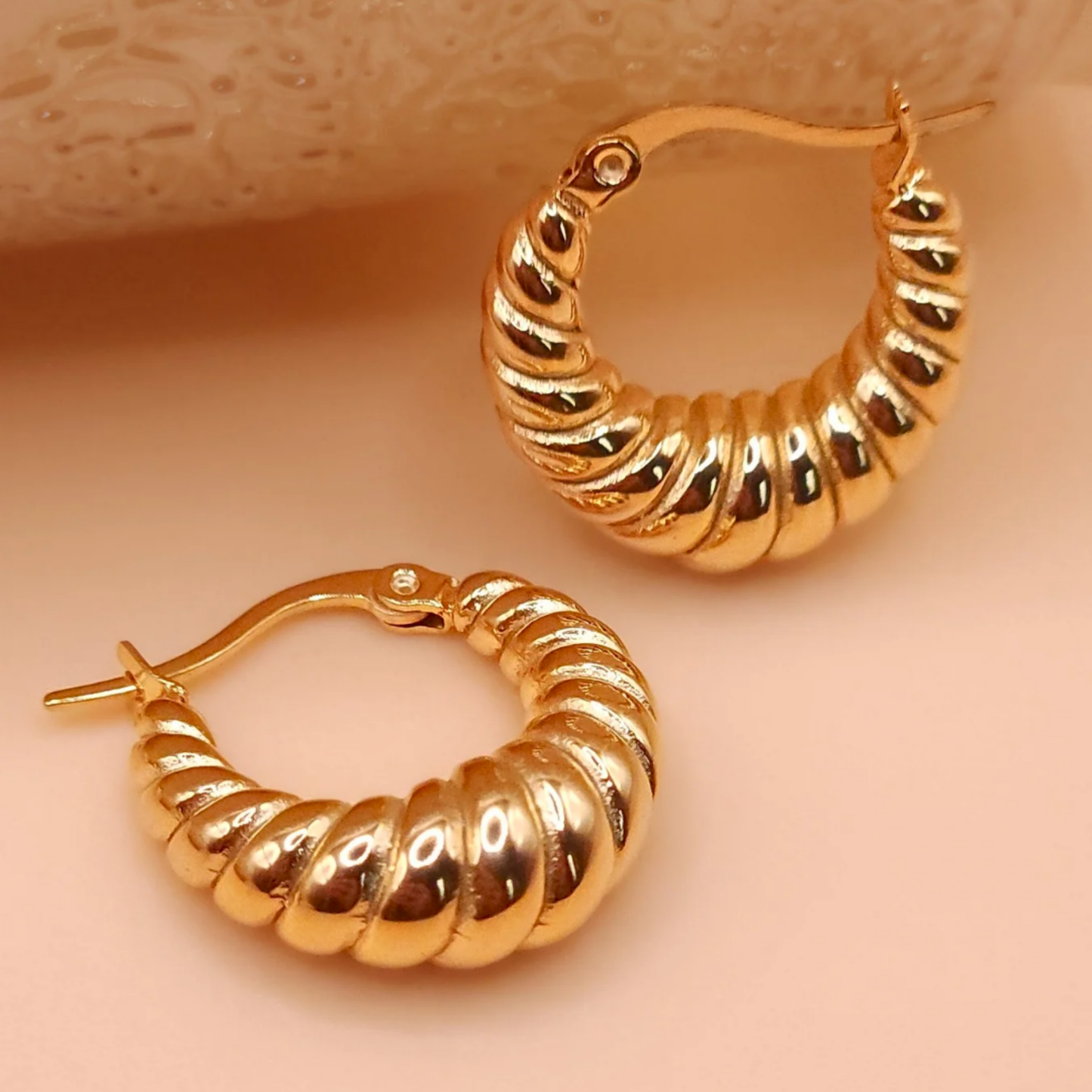Golden Croissant Hoop Earrings